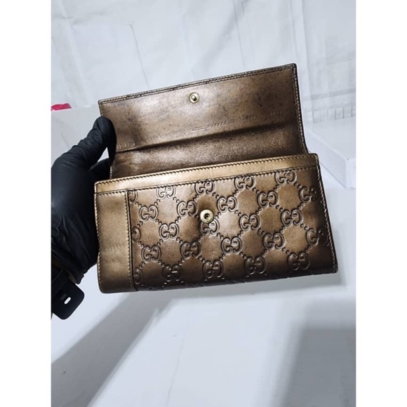 Authentic Gucci GG Signature Leather Wallet Brown - Picture 10 of 14
